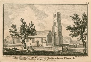 Den nordvästra utsikten över Tottenham Church, London