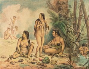 Ursprungsbefolkning i Cantagalo, ca 1826 (akvarell på papper) (se även 177054) av Jean Baptiste Debret