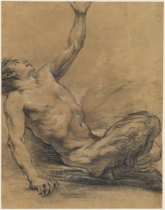 Sittande Satyr lutar sig bakåt [recto]