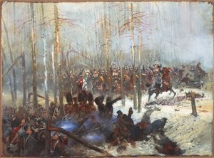 Anklagelse för kurassier i Ryssland av Jean Baptiste Edouard Detaille (1848-1912). Napoleonkrigen, Ryssland