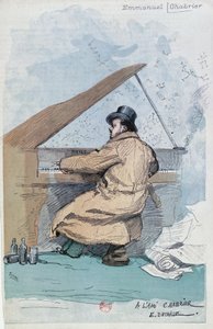 Frankrike, Paris, färgad gravyr av den franske kompositören Emmanuel Chabrier av Jean-Baptiste Edouard Detaille