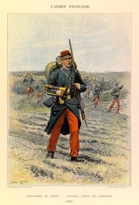 Typer och uniformer av kapten Jules Richards franska armé, illustrerad av Edouard Detaille (1848-1912): Linjeinfanteri; Clairon i fältklänning 1885, privat samling av Jean-Baptiste Edouard Detaille