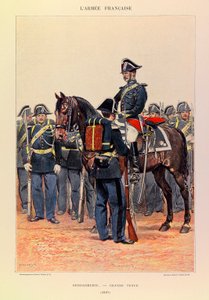 Typer och uniformer av kapten Jules Richards franska armé, illustrerad av Edouard Detaille (1848-1912): Gendarmerie en grande attire en 1887, Collection Partiale av Jean-Baptiste Edouard Detaille