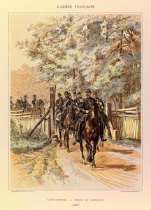 Typer och uniformer av kapten Jules Richards franska armé, illustrerad av Edouard Detaille (1848-1912): Gendarmerie i fältklänning 1887, privat samling av Jean-Baptiste Edouard Detaille