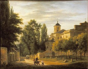 Utsikt över kyrkan i Ville dAvray ca 1820 av Jean Baptiste Gabriel Langlace