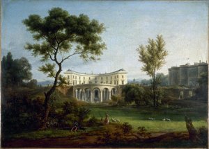 Beaumarchais hus och Bastiljen, ca 1788 (olja på duk) av Jean Baptiste Genillion