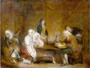 Familjegudstjänst, ca 1800 (olja på duk) av Jean Baptiste Greuze