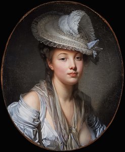 Franska: Le Chapeau blanc Den vita hatten av Jean Baptiste Greuze