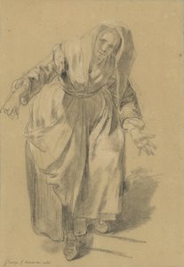 Gammal kvinna med utsträckta armar (studie för den napolitanska gesten) av Jean Baptiste Greuze