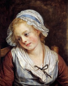 Porträtt av en jungfru Målning av Jean-Baptiste Greuze (1725-1805). 1765. Dim. 0,45x0,37 m. Chantilly, Musee Conde - Porträtt av en ung flicka. Målning av Jean-Baptiste Greuze (1725-1805). 1765. 0,45 x 0,37 m. Conde Museum, Chantilly, Frankrike av Jean Baptiste Greuze