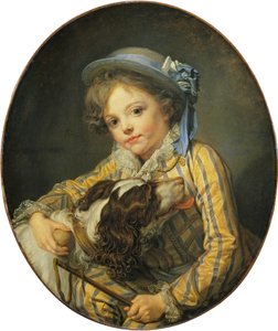 Ung pojke med hund av Jean Baptiste Greuze
