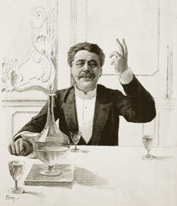 Porträtt av Henry Becque (1837-1899), fransk dramatiker - grav av Florian efter Jean-Baptiste Guth (1883-1921) - Publicerad i Revue illustree, ca. 1890 av Jean Baptiste Guth
