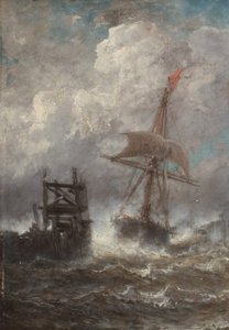 Havslandskap med skepp, 1870
