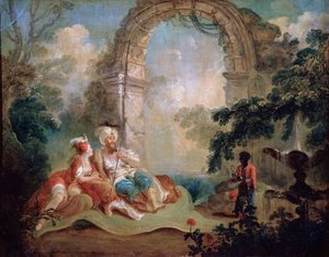 Turkisk Pasha och Odalisque, sent 1700-tal eller tidigt 1800-tal..