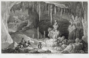 Utsikt över det inre av Antiparos grotta, graverad av Jean Baptiste Tillard (1740-1813)