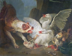 En hund attackerar gäss, 1769