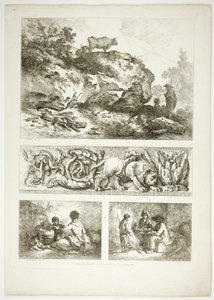 Tavla nio av 38 från Oeuvres de J. B. Huet av Jean Baptiste Huet
