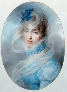 Porträtt av drottning Hortense de Beauharnais (1783-1837) Hon är dotter till imponen Josephine de Beauharnais och mor till den blivande Napoleon III. Akvarell av Jean Baptiste Isabey (1767-1855) 1813 Sön. 0,13x0,95 m Malmaison, musee du chateau av Jean Baptiste Isabey