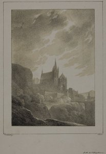 Utsikt över en kyrka av Jean Baptiste Isabey
