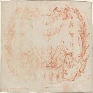 Rokokoväggdesign med en fontän och svanar [verso] av Jean Baptiste Joseph Pater