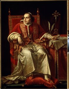 Porträtt av påven Pius VII (1742-1823) (Porträtt av påven Pius VII). Målning av Jean Baptiste Joseph Wicar (1762-1834). Olja på duk