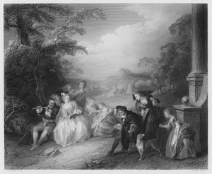 Flöjtspelaren av Jean Baptiste Joseph after Pater