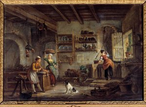 En köksinredning Kockar och hembiträden förbereder sin herres måltider. Målning av Jean Baptiste Lallemant (1710-1803) 1700-talets Bourg en bresse, Musee de Brou