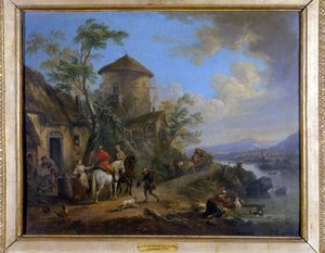 Landsscen: "The blow of the stigbygel"" - målning av J.B Lallemand (1716 - 1803), sent 1600-tal, Museum of Fine Arts of Dijon.