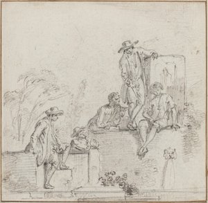 Figurer som sitter runt en fontän av Jean Baptiste Lallemand