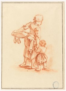 Teckning, En kvinna leder ett barn, 1750-75 av Jean Baptiste Le Prince