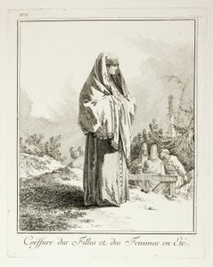 Huvudbonad för tjejer och kvinnor på sommaren, tallrik tre från Divers Habillements des Peuples du Nord av Jean Baptiste Le Prince