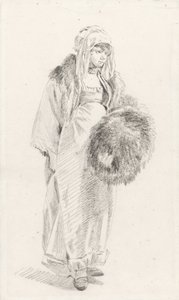 Rysk kvinna med en pälsmuff, mellan 1758 och 1761