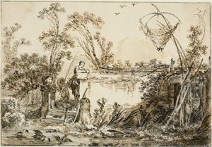 Studie för frontispicen, för Varie Vedute del Gentile av Jean Baptiste Le Prince