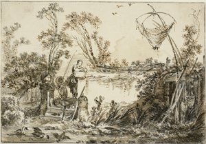 Studie för frontispicen för Varie Vedute del Gentile, c.1755 av Jean Baptiste Le Prince