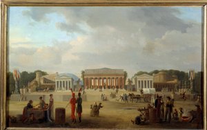 Utsikt över den stora teatern på Place de la Concorde i Paris för festen de la Paix den 18:e dimman och X (9/11/1801) Målning av Jean Baptiste Cazin (1791-1810) 1801 Sön. 0,35x0,56 m Paris, Musee Carnavalet av Jean-Baptiste-Louis Cazin