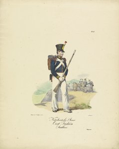 Artillerist vid den nederländska ostindiska armén, 1820-1825 Holländska Armée East Indies Artillery (titel på objekt) Militära dräkter av kungariket Nederländerna. Tillägnad Hans Excellence Willem van Bylandt (serietitel på objekt)