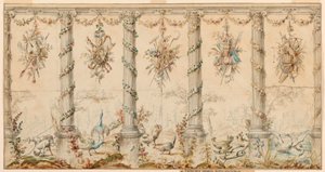 Ritning, Projekt för gobeläng tillägnad lantlivet, 1780-95 av Jean Baptiste Marie Huet
