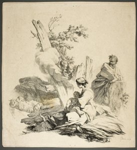 Heliga familjen med änglar av Jean Baptiste Marie Pierre
