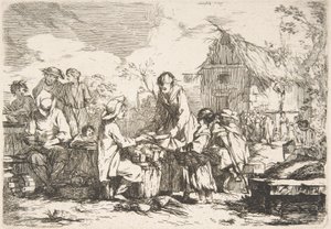 Village Market Place Village Market, 1700-talet. av Jean Baptiste Marie Pierre