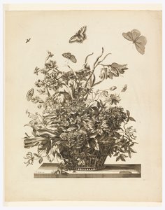 Tallrik 10, från set med blommor i en korg av Jean Baptiste Monnoyer
