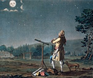 Bernard le Bovier de Fontenelle överväger mångfalden av världar, 1791. av Jean Baptiste Morret
