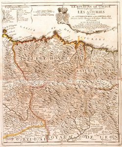 Karta över Asturien (Spanien) (gravyr av Jean Baptiste Nolin