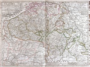Karta över Belgien (gravyr av Jean Baptiste Nolin