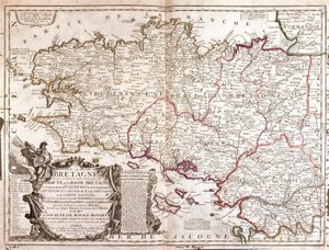 Karta över Bretagne (Frankrike) av Jean Baptiste Nolin