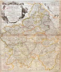 Karta över Champagne (Frankrike) (Gravering av Jean Baptiste Nolin