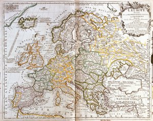 Karta över Europa av Jean Baptiste Nolin