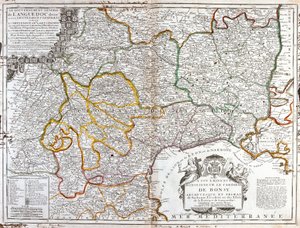Karta över Languedoc (Södra Frankrike) (Gravering av Jean Baptiste Nolin