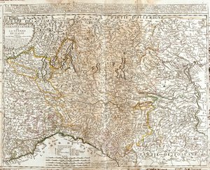 Karta över Lombardiet (Italien) (Gravering av Jean Baptiste Nolin