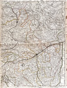 Karta över Schwaben (Tyskland) (gravyr av Jean Baptiste Nolin
