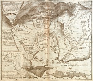Karta över Toulon (Frankrike) (Gravering av Jean Baptiste Nolin